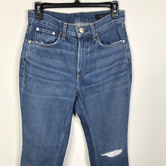 Rag & Bone Womens Size 26 High Rise Distressed Ankle Skinny Blue Jeans In Pamela - Picture 5 of 10
